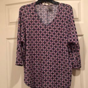 New Directions Weekend -Large Tunic Red & Blue Print